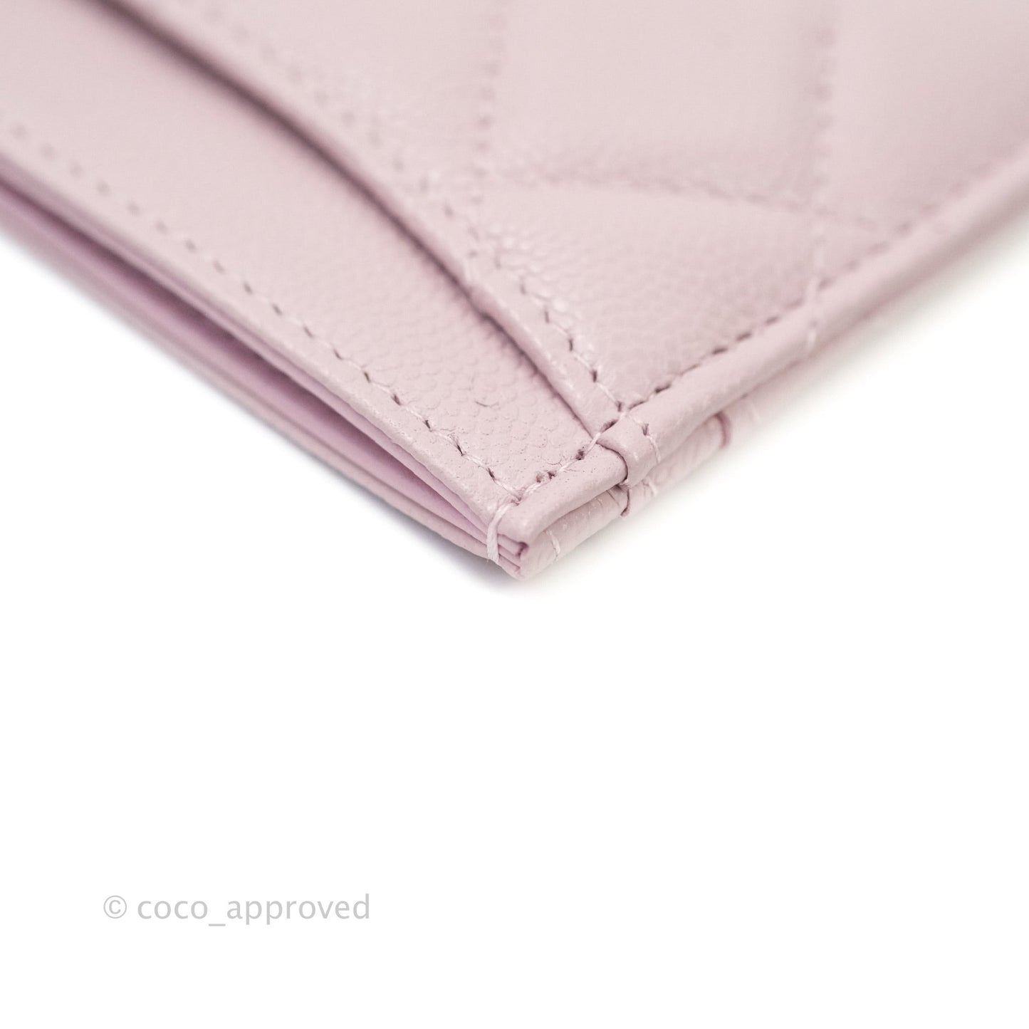 Chanel Quilted Classic Lilac Rose Clair Caviar Gold Hardware Flat Card Holder 21S