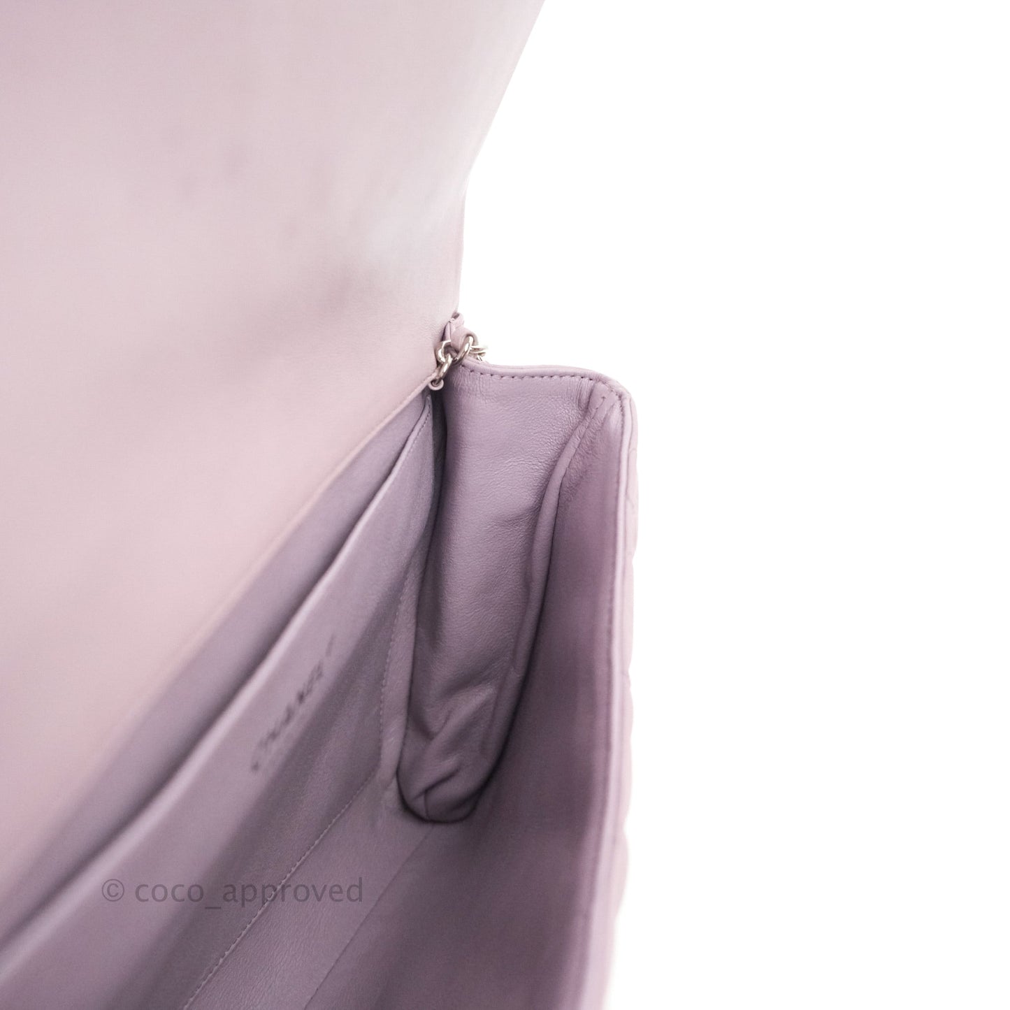 Chanel Quilted Clutch with Chain Lilac Pink Lambskin Silver Hardware