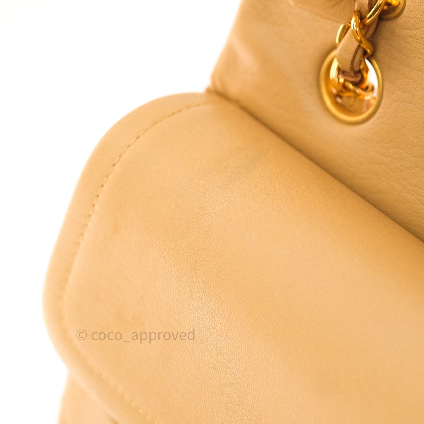 Chanel Vintage M/L Medium Double Flap Bag Beige Lambskin 24K Gold Hardware