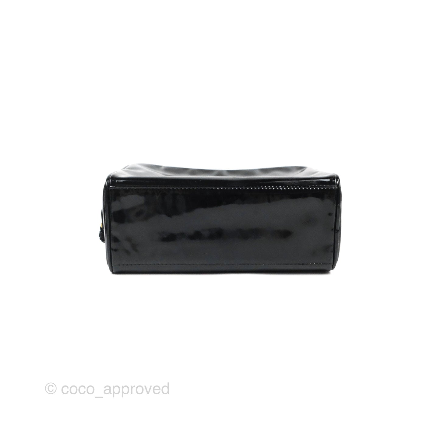Chanel Vintage Coco Black Leather Patent Make Up Pouch