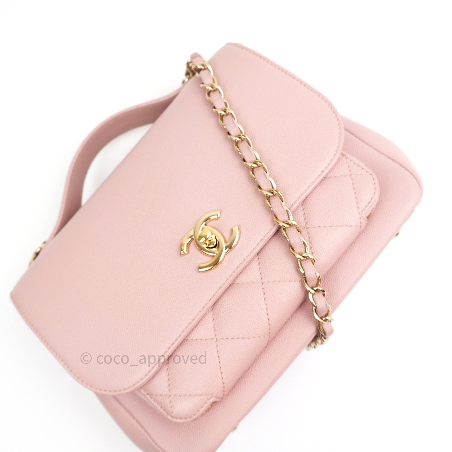 Chanel Quilted Medium Business Affinity Flap Light Pink Light Gold Hardware