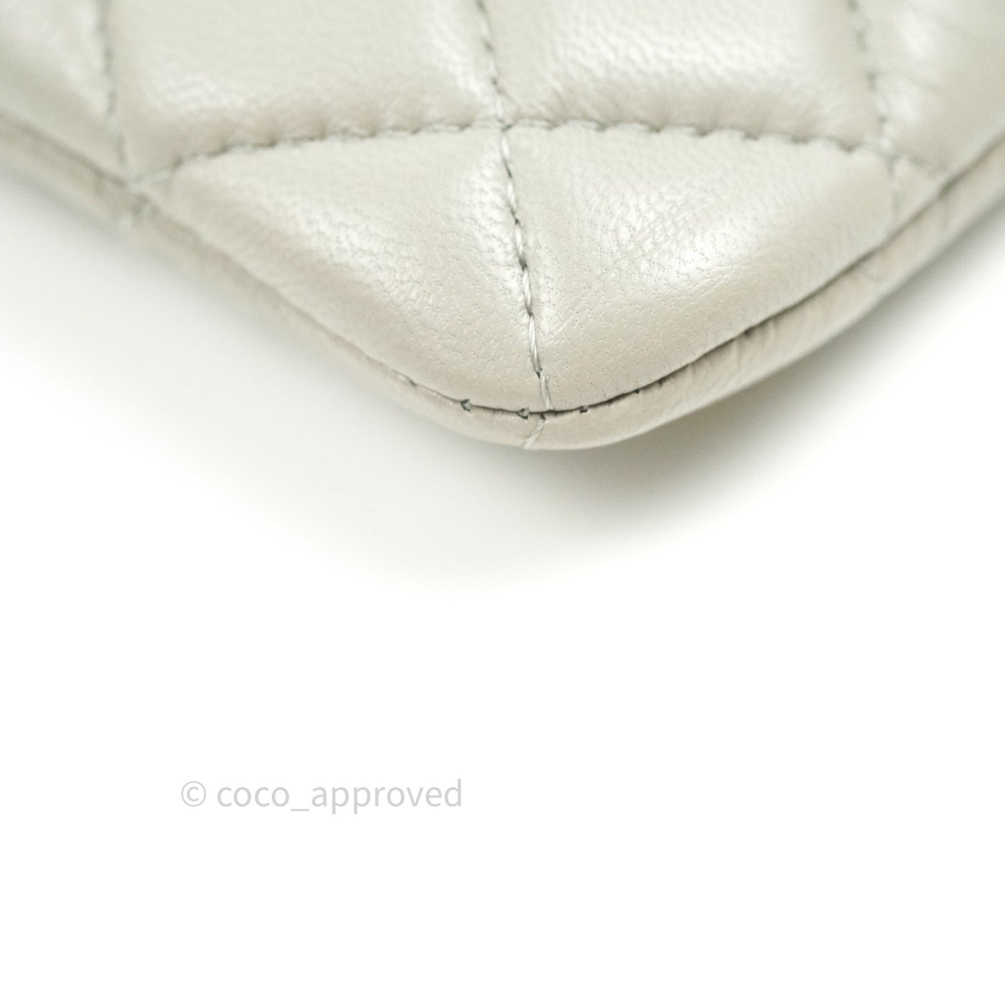 Chanel Quilted Mini O Case Grey Lambskin Silver Hardware