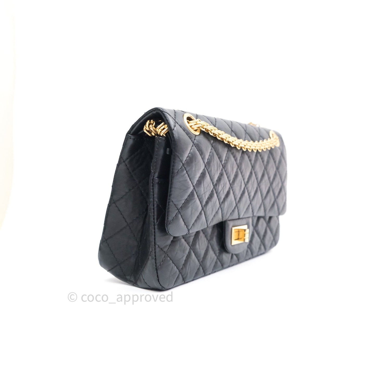 Chanel 2.55 Reissue Aged Calfskin 225 Flap Black Gold Hardware