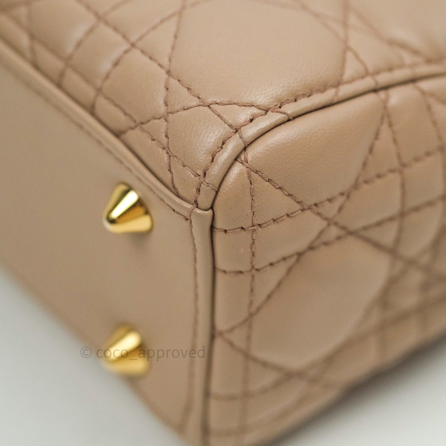 Christian Dior Lambskin My ABCDior Lady Dior Beige Gold Hardware