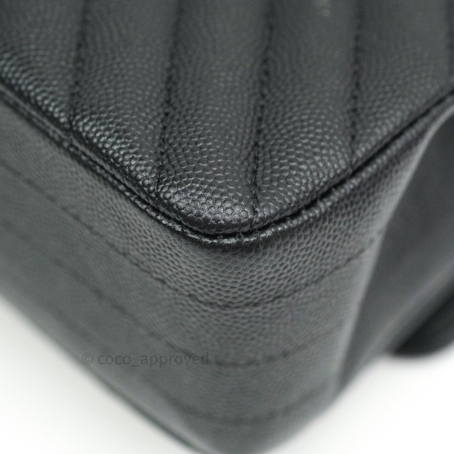 Chanel Classic M/L Chevron Black Caviar Silver Hardware