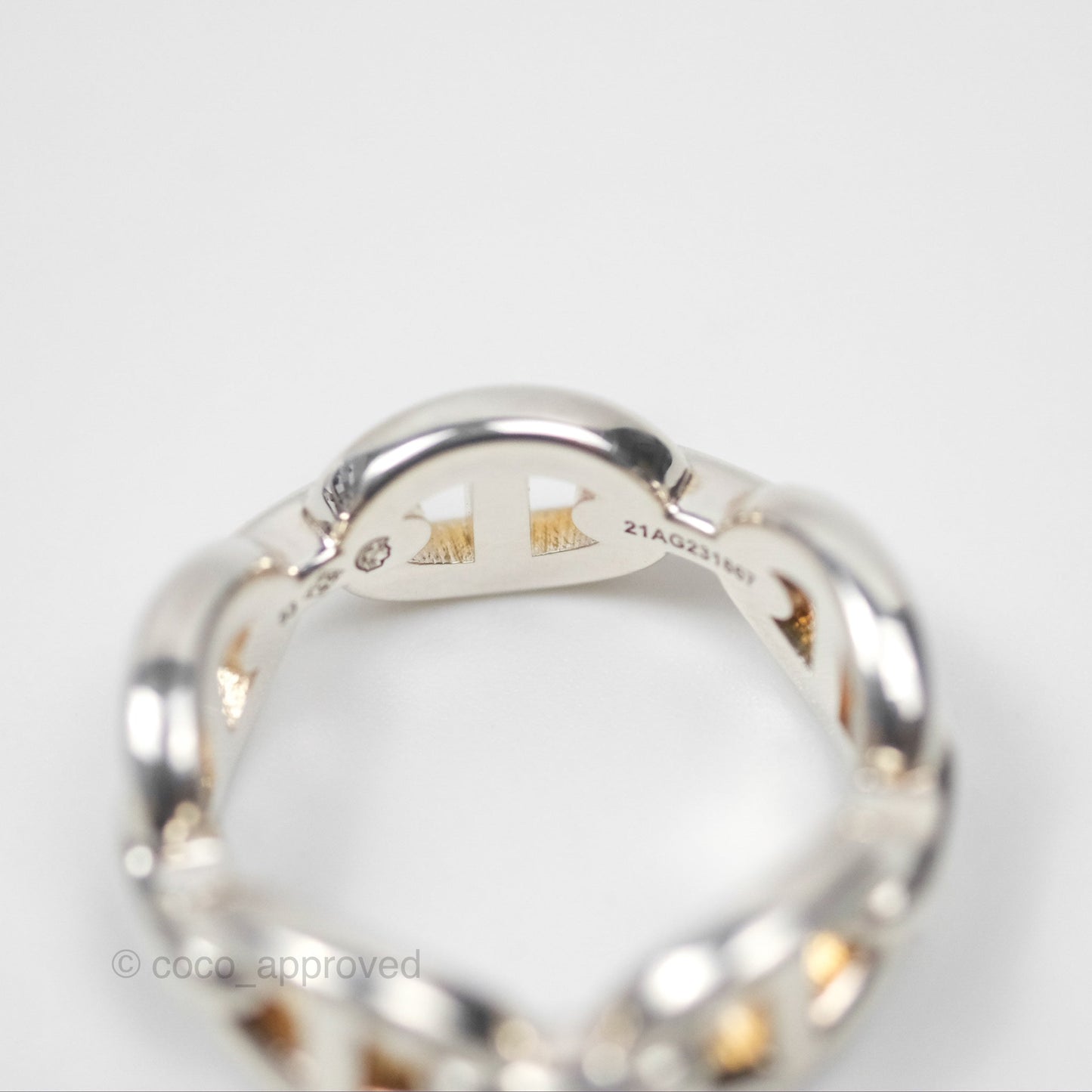 Hermès Sterling Silver PM Chaine d'Ancre Enchainee Band Ring SIze 53