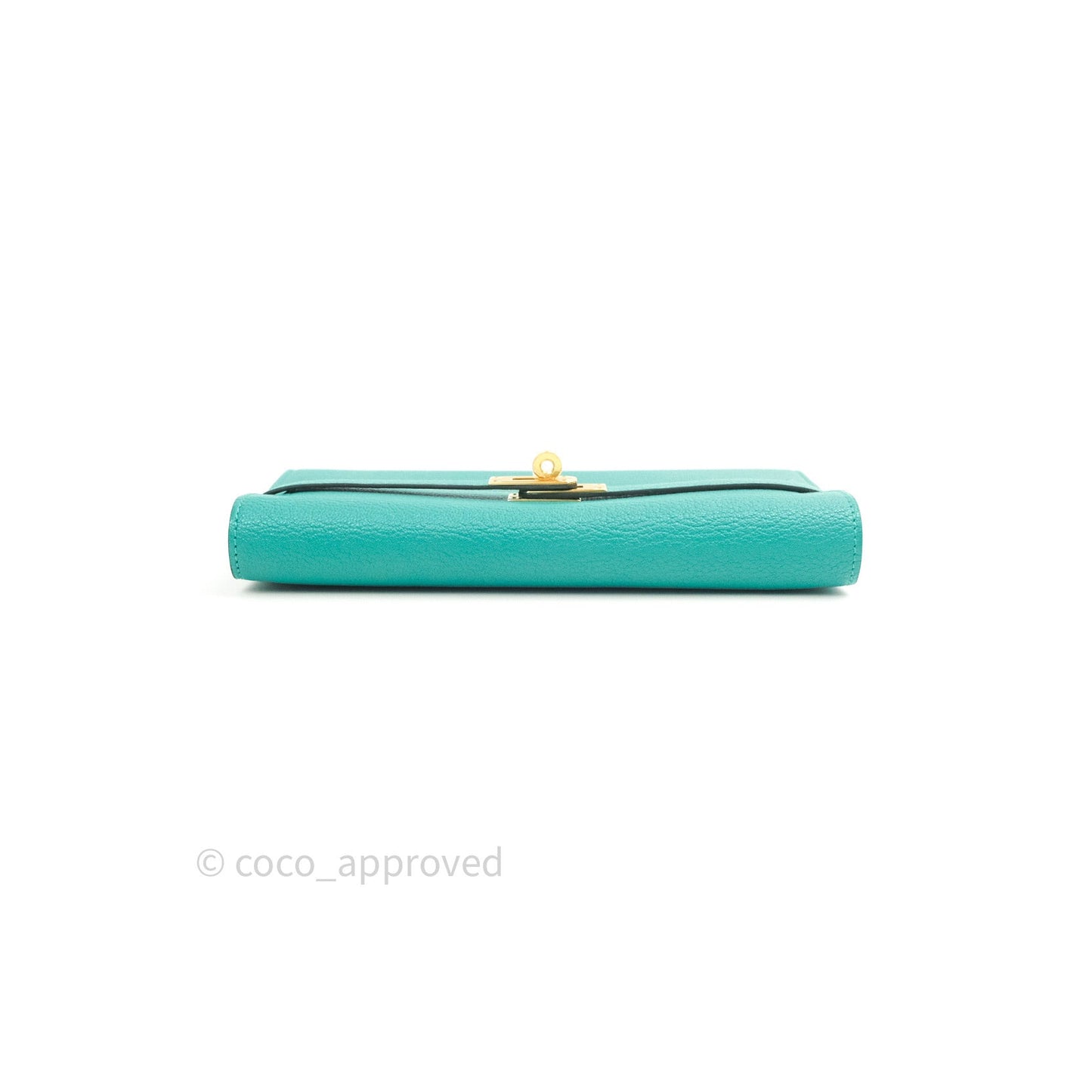 Hermès Chevre Mysore Kelly Wallet Vert Verone Gold Hardware