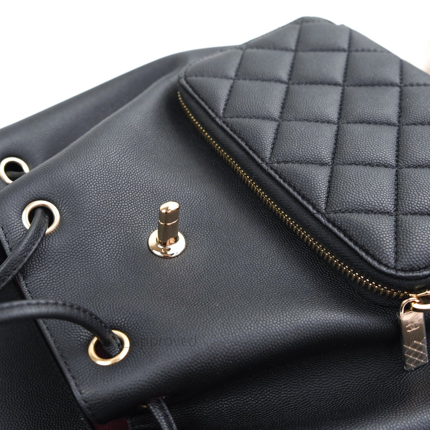 Chanel Quilted Business Affinity Backpack Black Caviar Light Gold Hardware