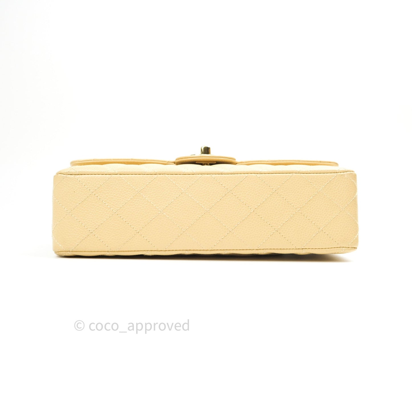 Chanel Vintage Classic Double Flap M/L Beige Caviar 24K Gold Hardware