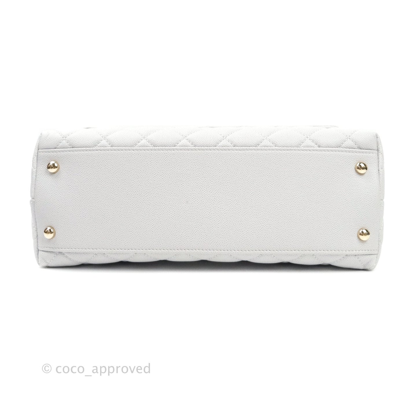 Chanel Small Coco Handle Quilted Light Grey Light Gold Hardware