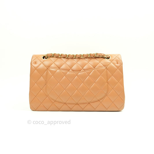 Chanel Classic M/L Beige Lambskin Gold Hardware