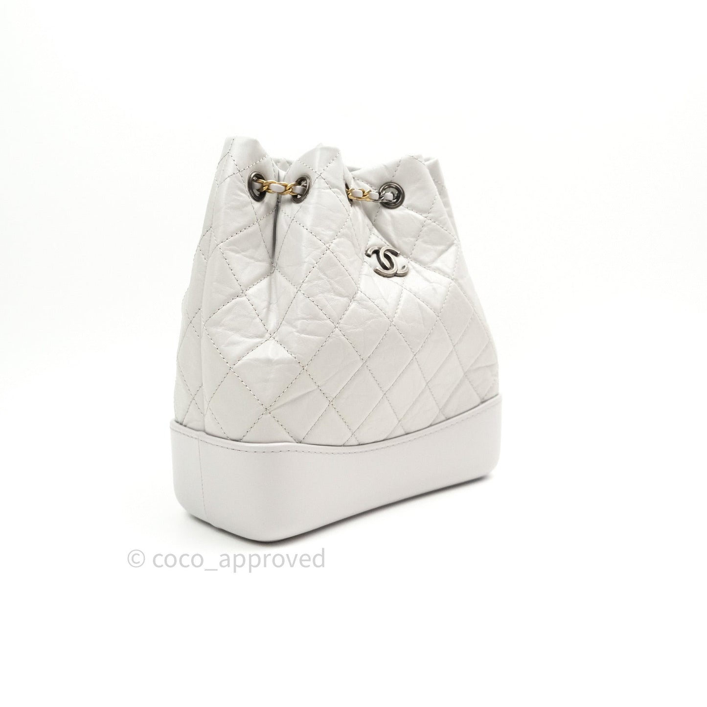 Chanel Gabrielle Backpack Black Aged Calfskin Small Light Grey