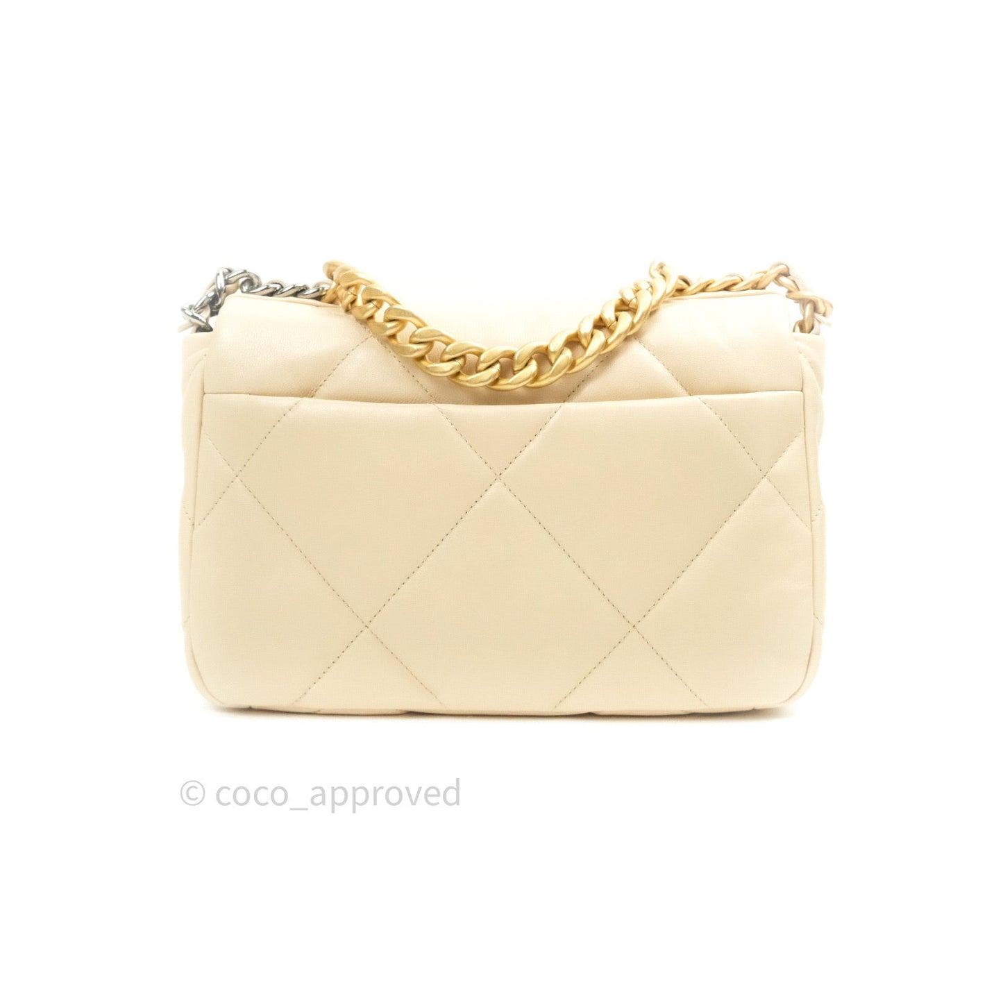 Chanel 19 Small Beige Goatskin Mixed Hardware