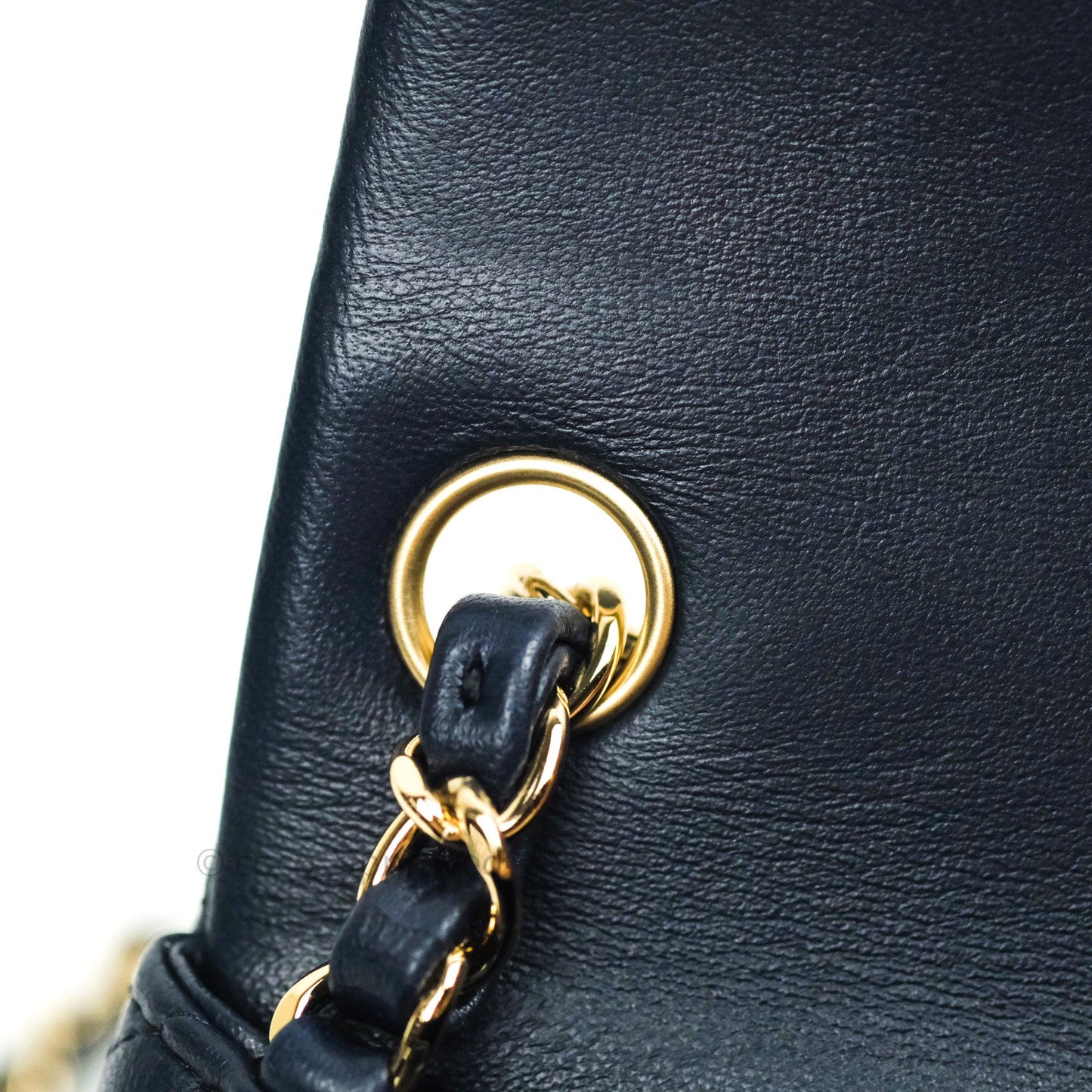 Chanel Mini Square Navy Lambskin Gold Hardware