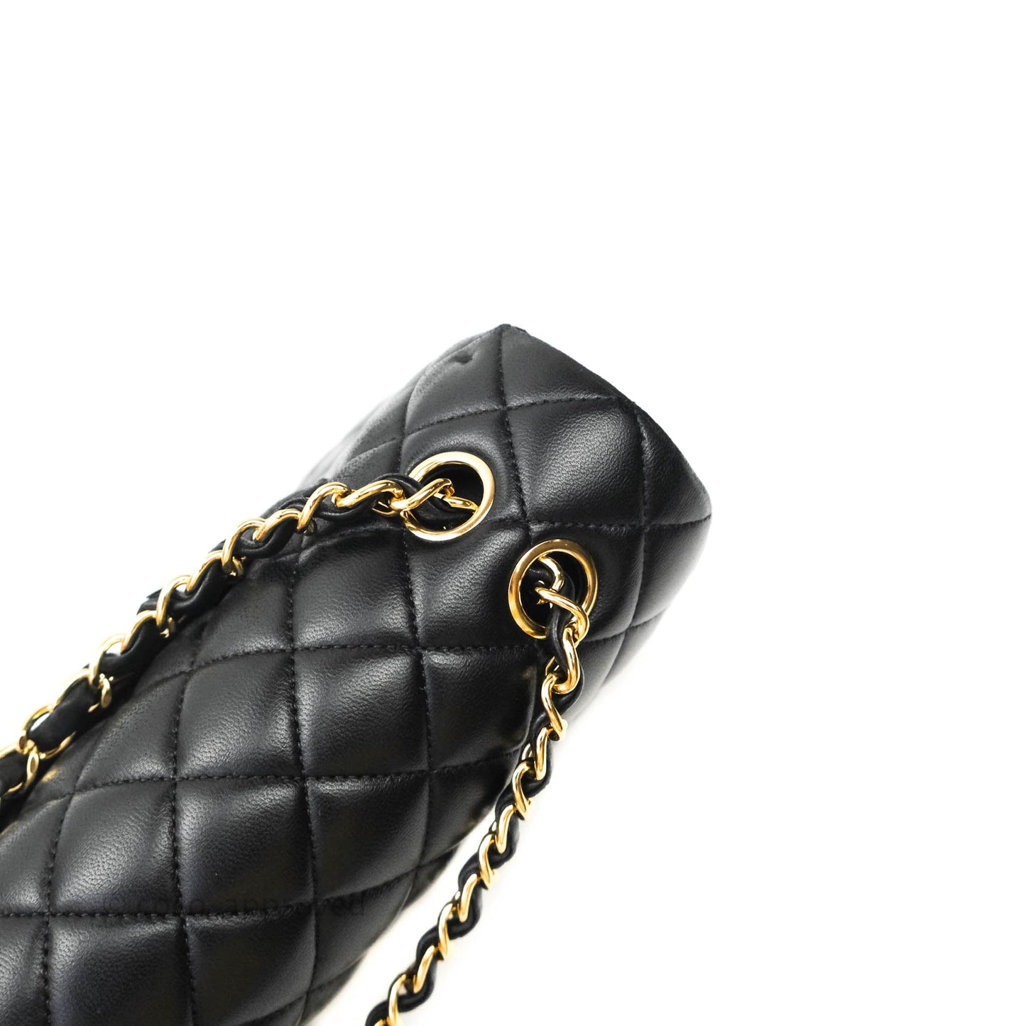 Chanel Classic M/L Medium Double Flap Bag Black Lambskin Gold Hardware