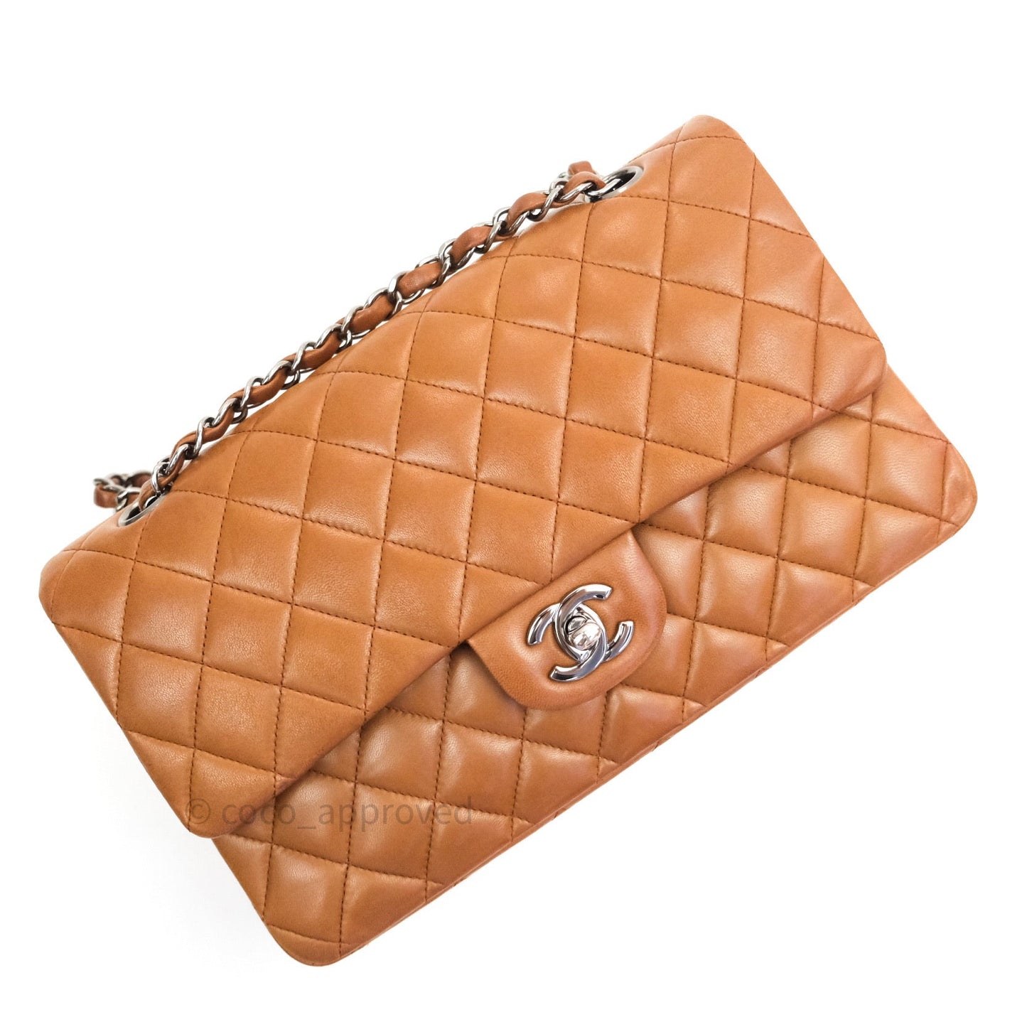 Chanel Classic M/L Brown Lambskin Silver Hardware
