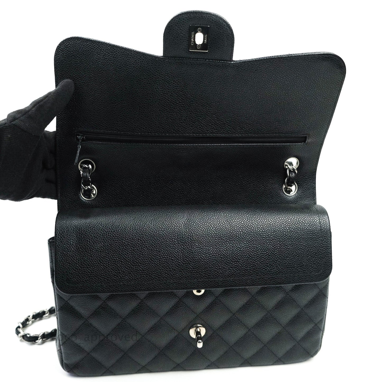 Chanel Classic Jumbo Double Flap Black Caviar Silver Hardware⁣⁣
