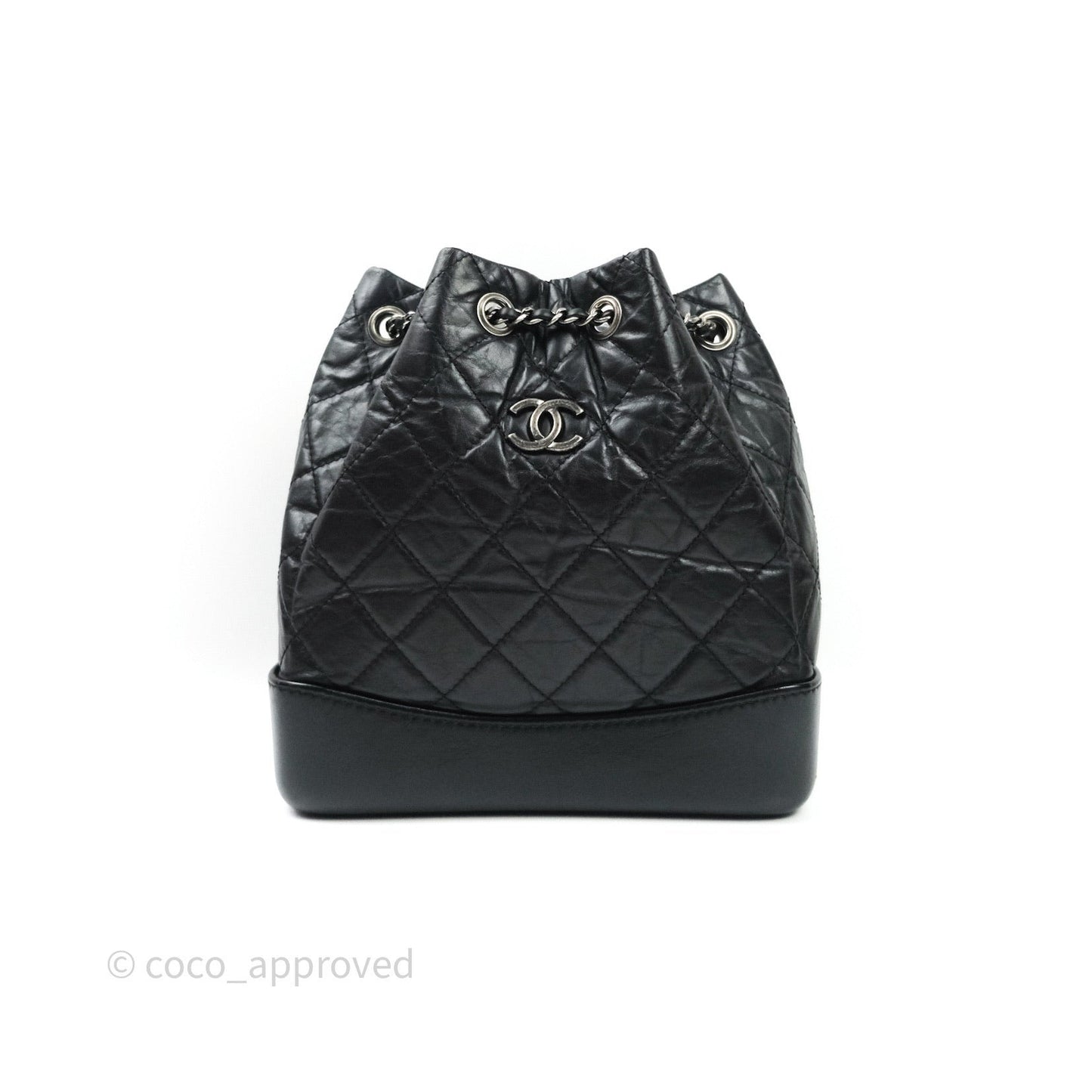Chanel Gabrielle Backpack Black Aged Calfskin Small Navy Black