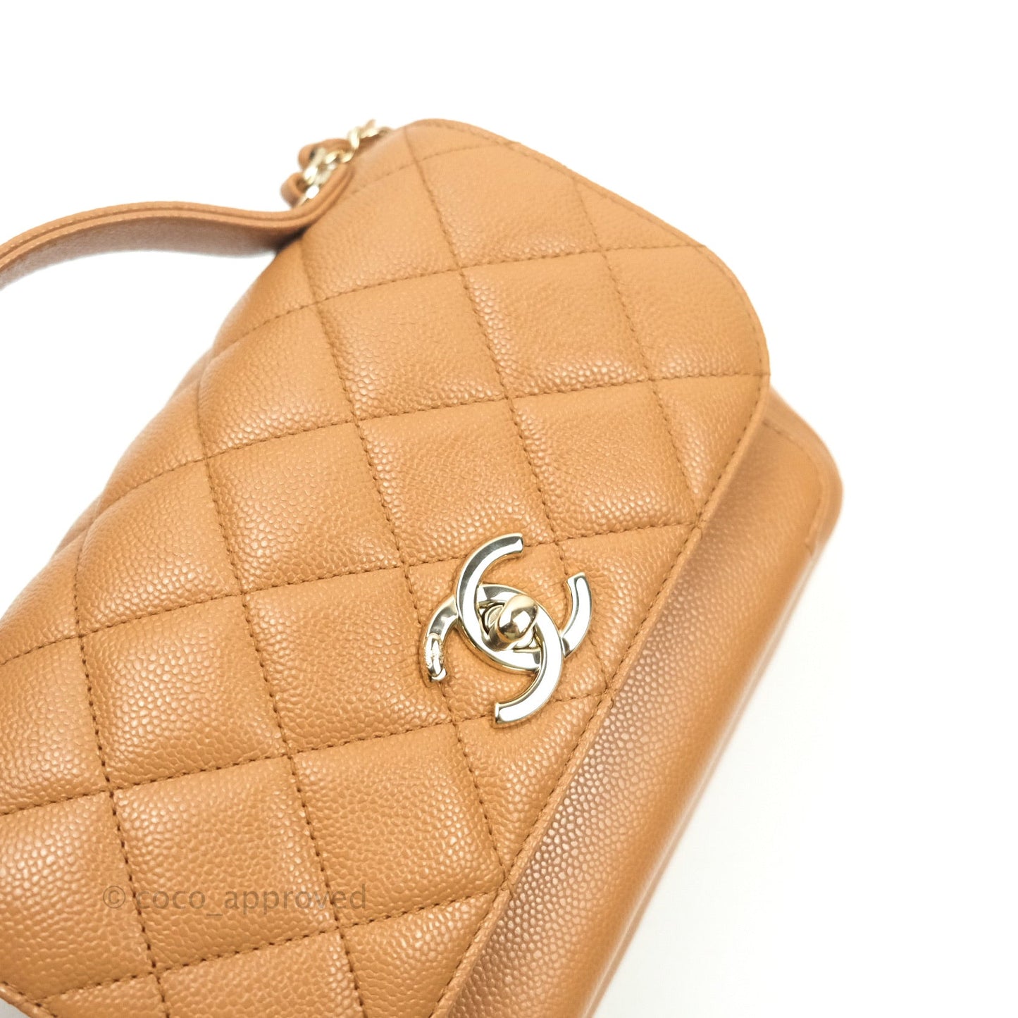 Chanel Quilted Small Business Affinity Flap Dark Beige Caviar Gold Hardware