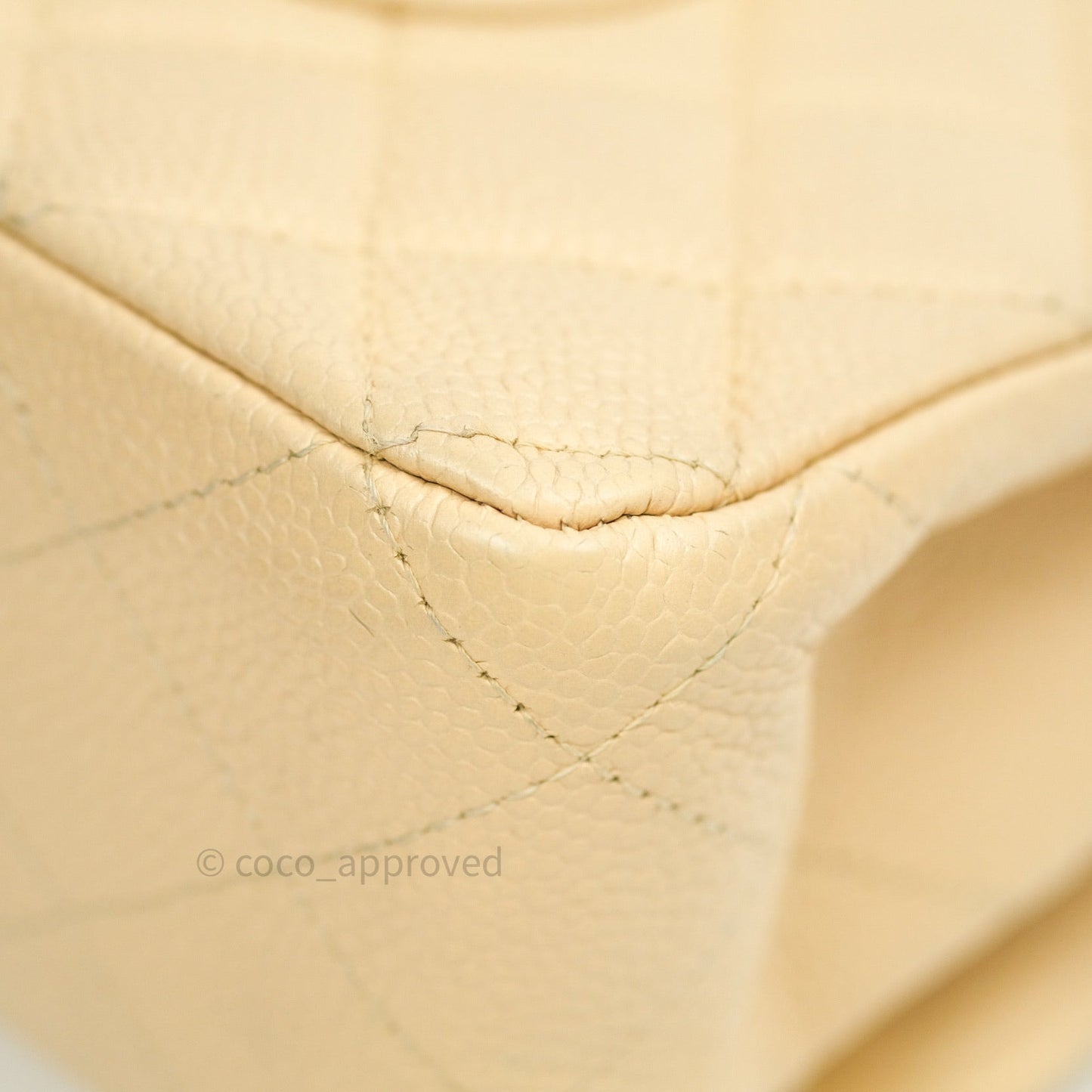 Chanel Quilted M/L Medium Double Flap Beige Clair Caviar Gold Hardware