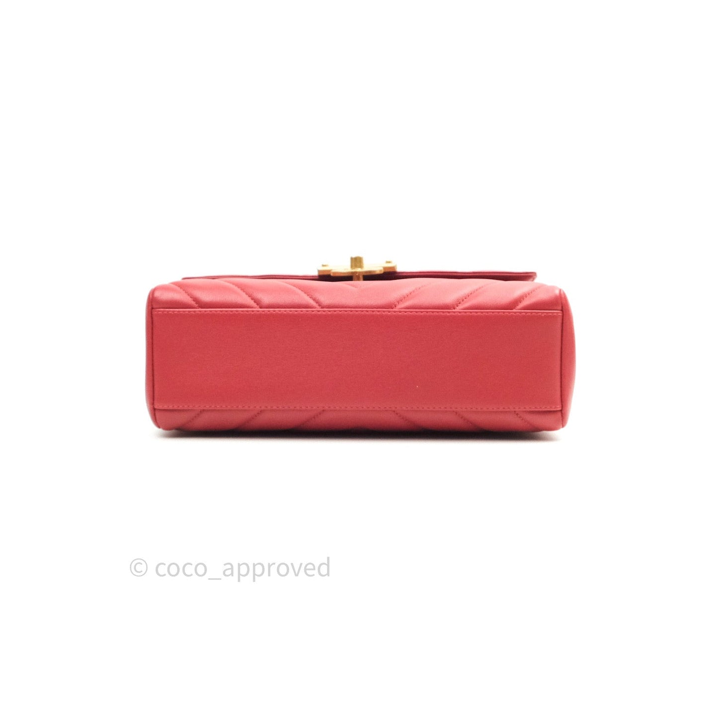Chanel Quilted Chevron In The City Bag Red Calfskin Gold Hardware