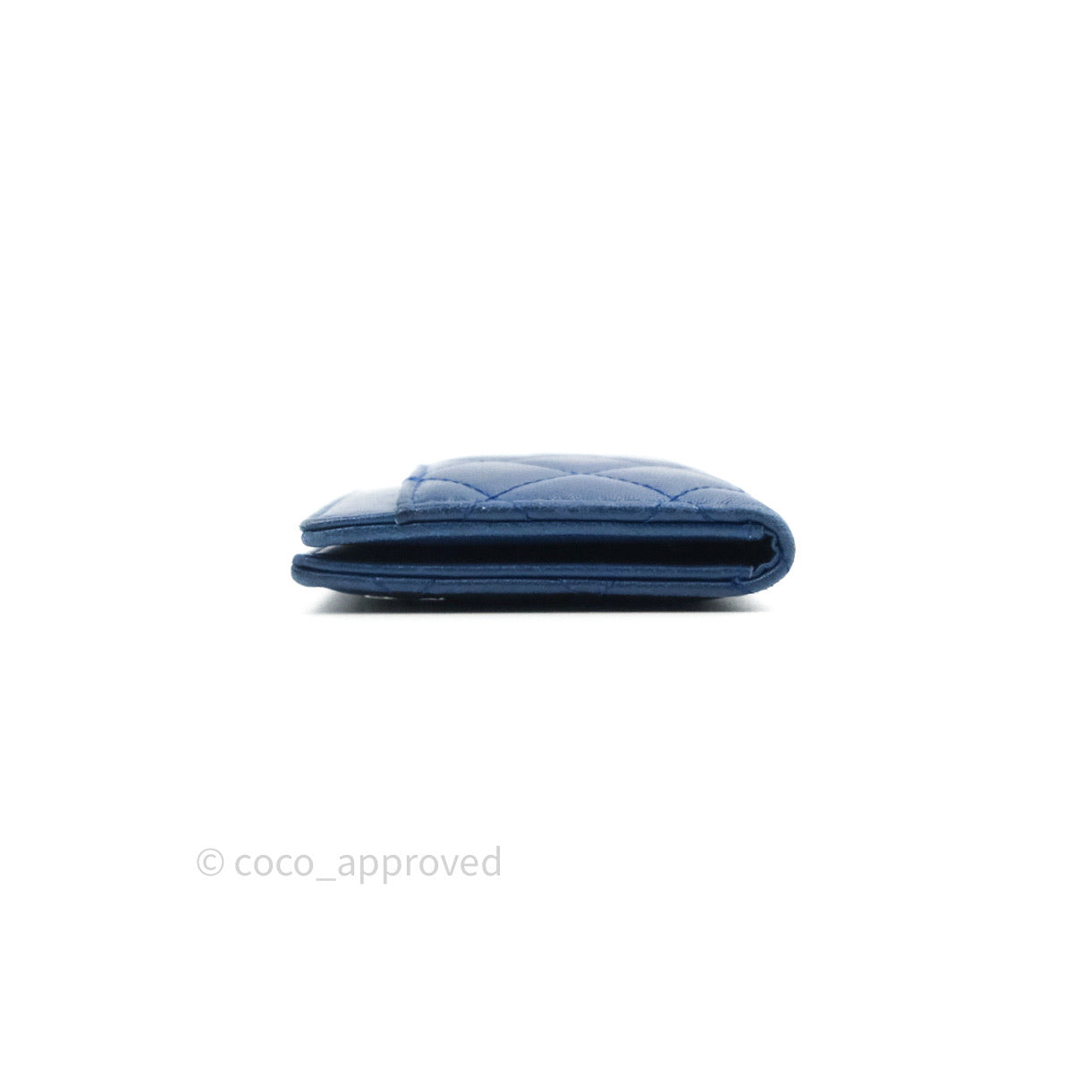Chanel Blue Card Holder Lambskin Silver Hardware