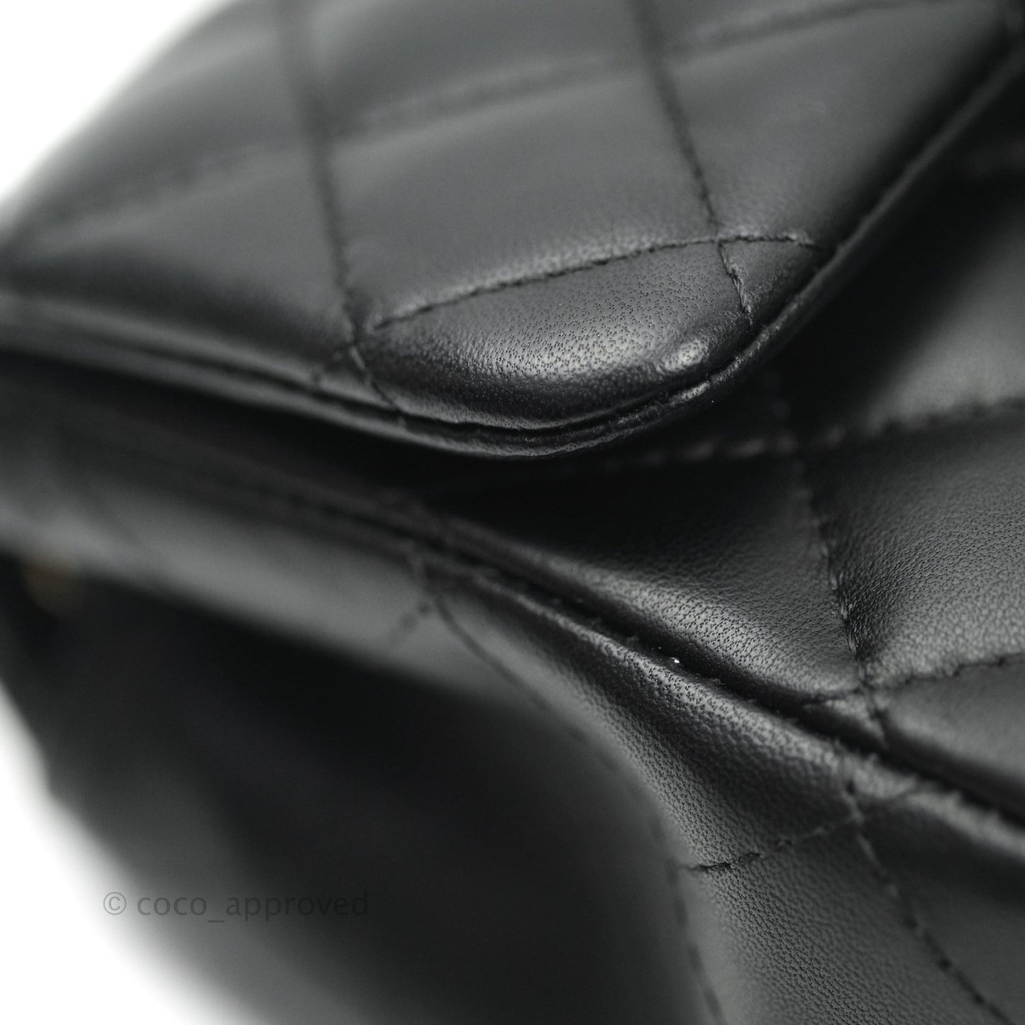 Chanel Mini Square Black Lambskin Aged Gold Hardware