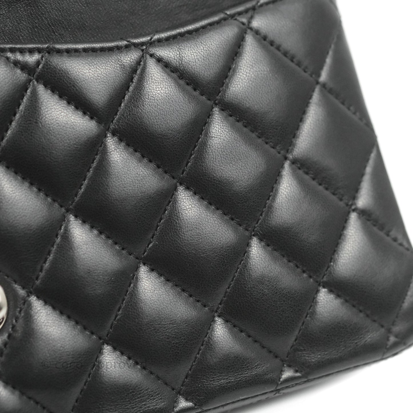 Chanel Classic M/L Medium Flap Quilted Black Lambskin Silver Hardware