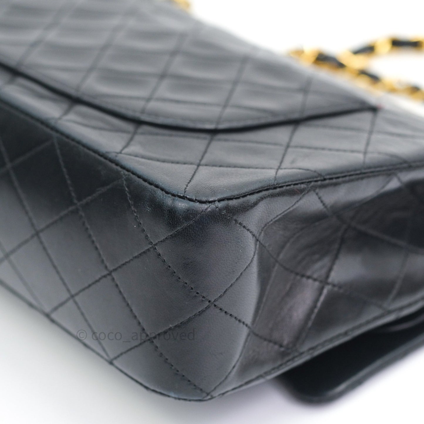 Chanel Classic Vintage M/L Medium Double Flap Bag Black Lambskin 24K Gold Hardware