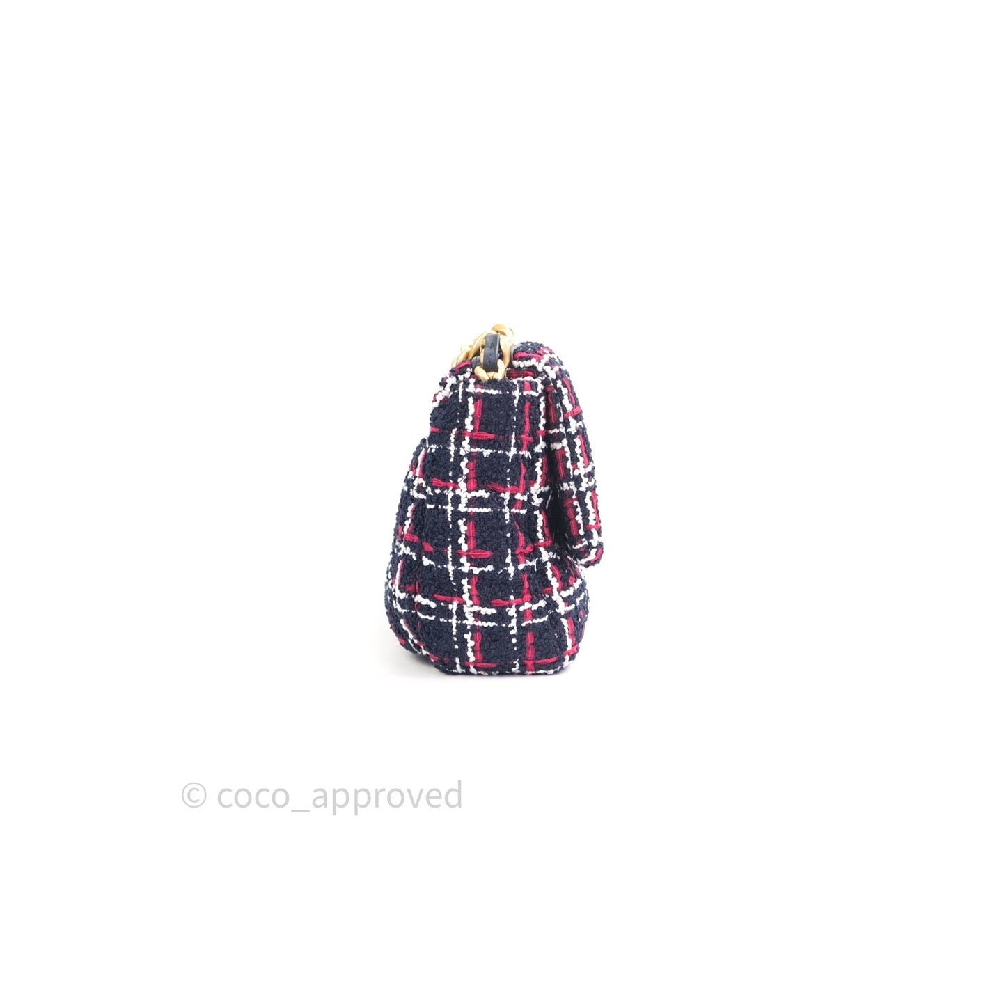 Chanel 19 Small Tweed Red Navy Mixed Hardware