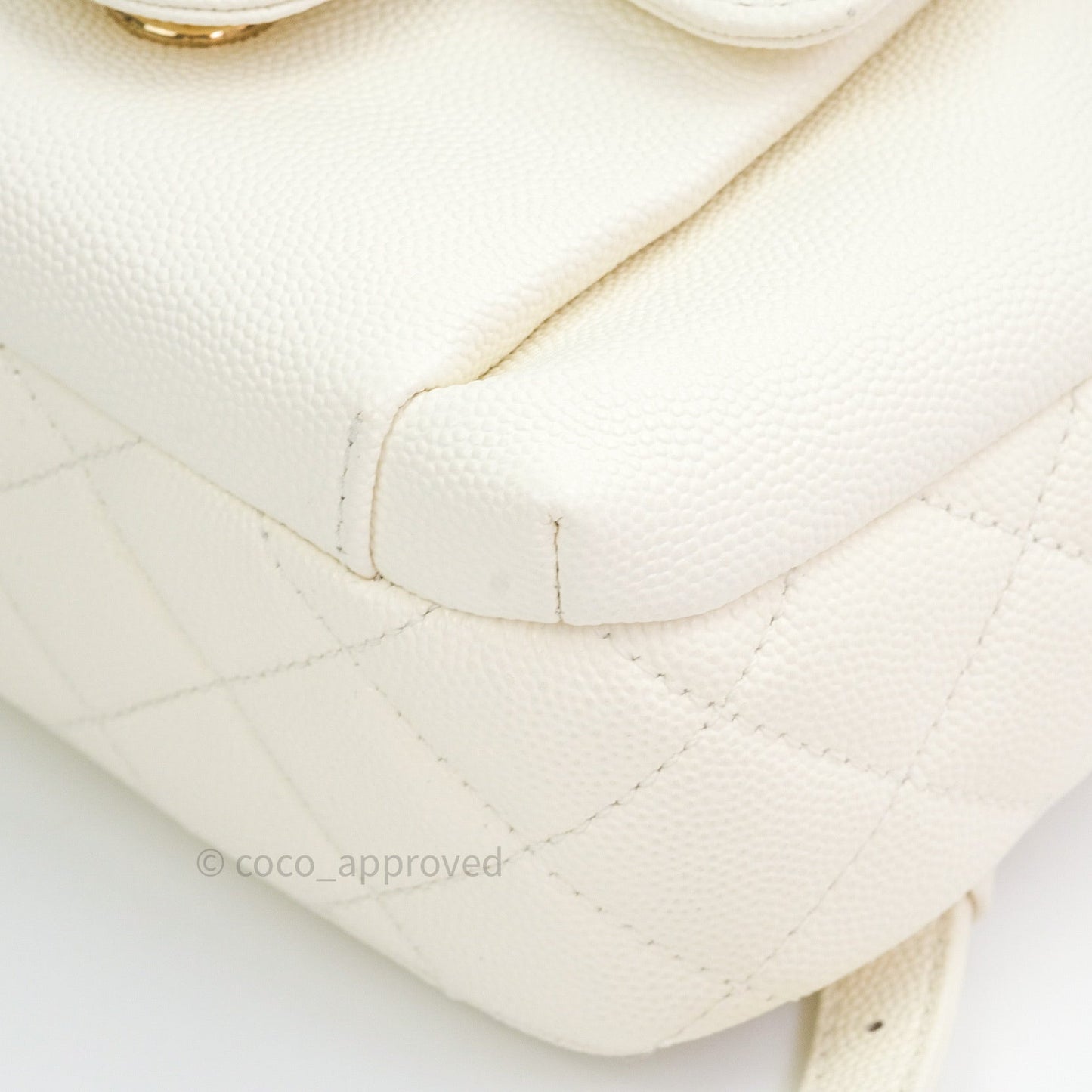 Chanel Quilted Small CC Day Backpack Ivory Caviar Light Gold Hardware