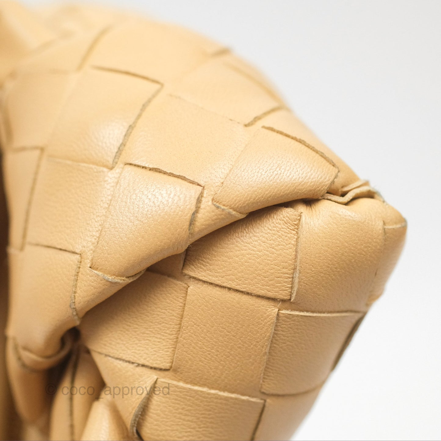 Bottega Veneta Mini Jodie Clutch Bag Intrecciato Almond Lambskin Gold Hardware