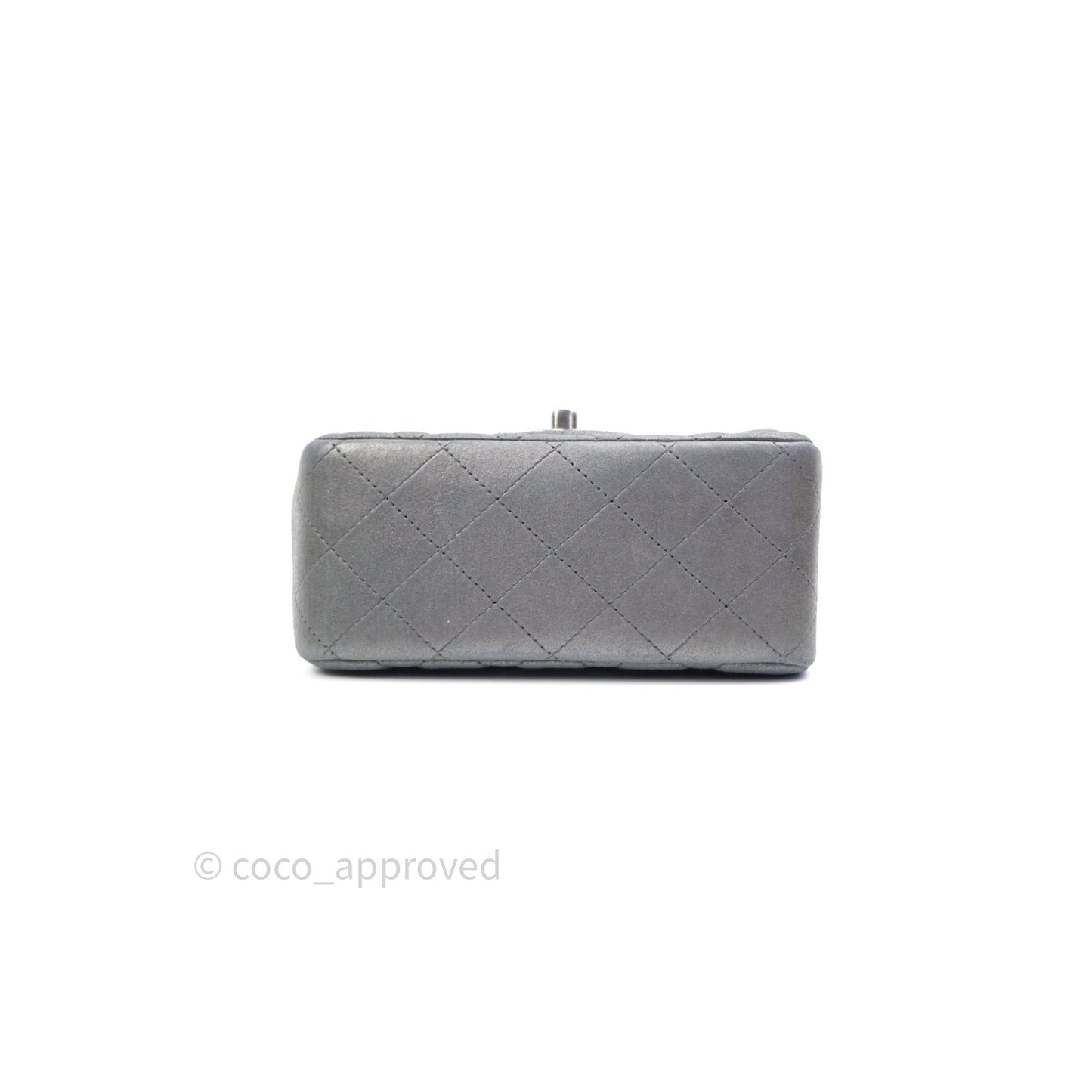 Chanel Mini Square Charcoal Grey Goatskin Ruthenium Hardware