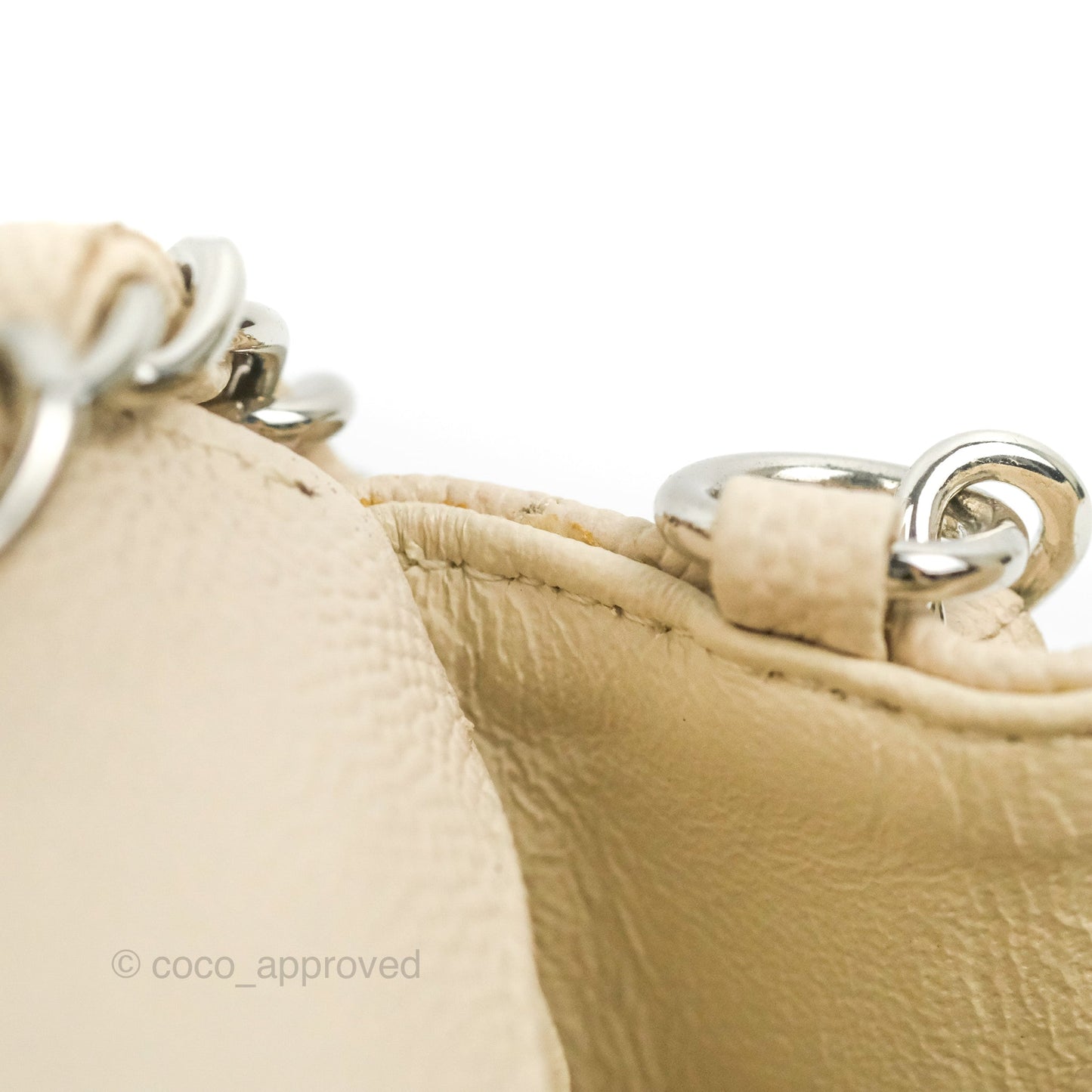 Chanel Quilted Mini Rectangular Ivory Caviar Silver Hardware