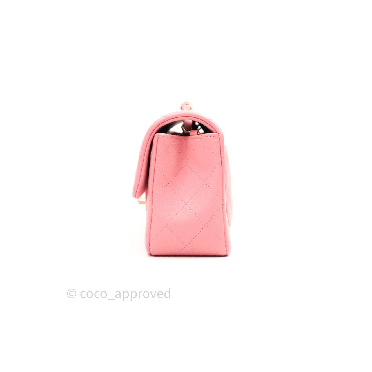 Chanel Quilted Mini Rectangular Pink Lambskin Gold Hardware