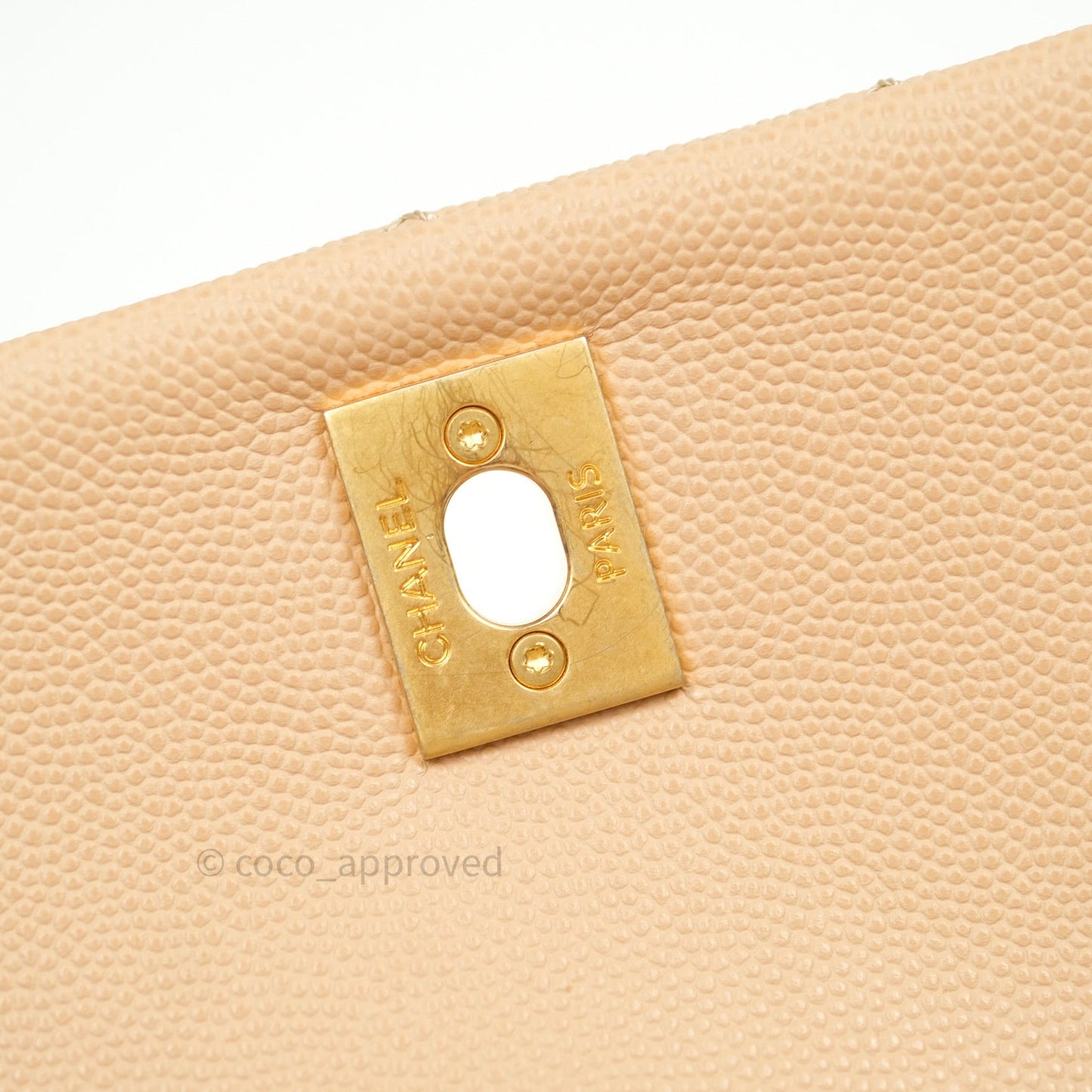 Chanel Mini Coco Handle Quilted Beige Caviar Gold Hardware Lizard Embossed Handle