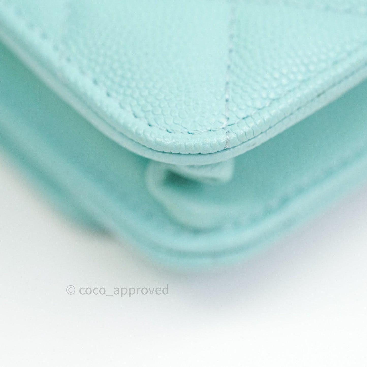 Chanel Quilted Wallet on Chain WOC Tiffany Blue Caviar Light Gold Hardware