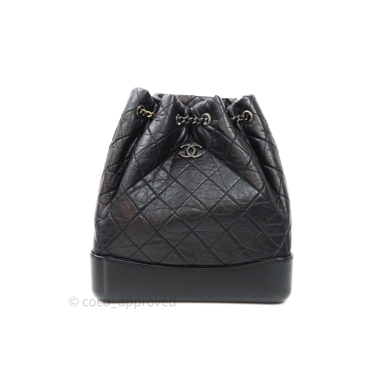 Chanel Gabrielle Backpack Black Aged Calfskin Medium Black