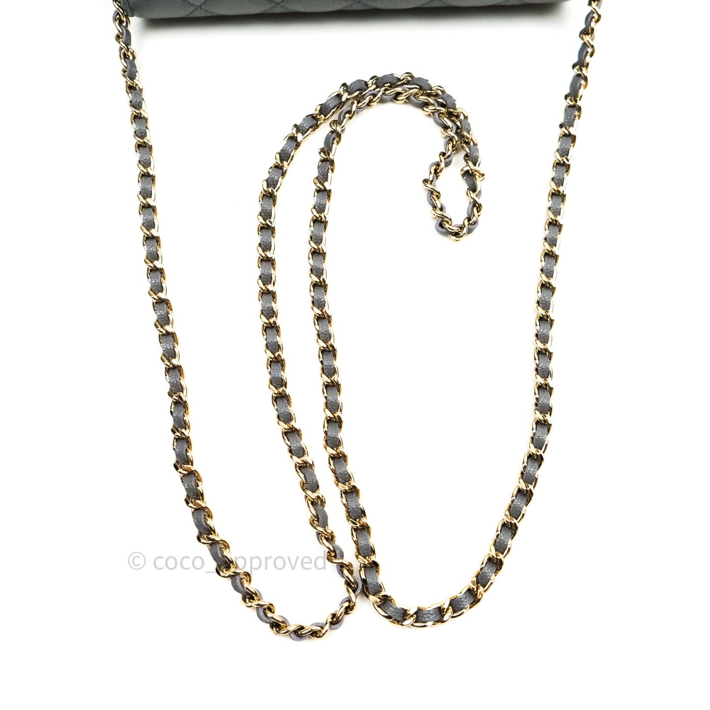 Chanel Quilted Wallet on Chain WOC Grey Caviar Gold Hardware