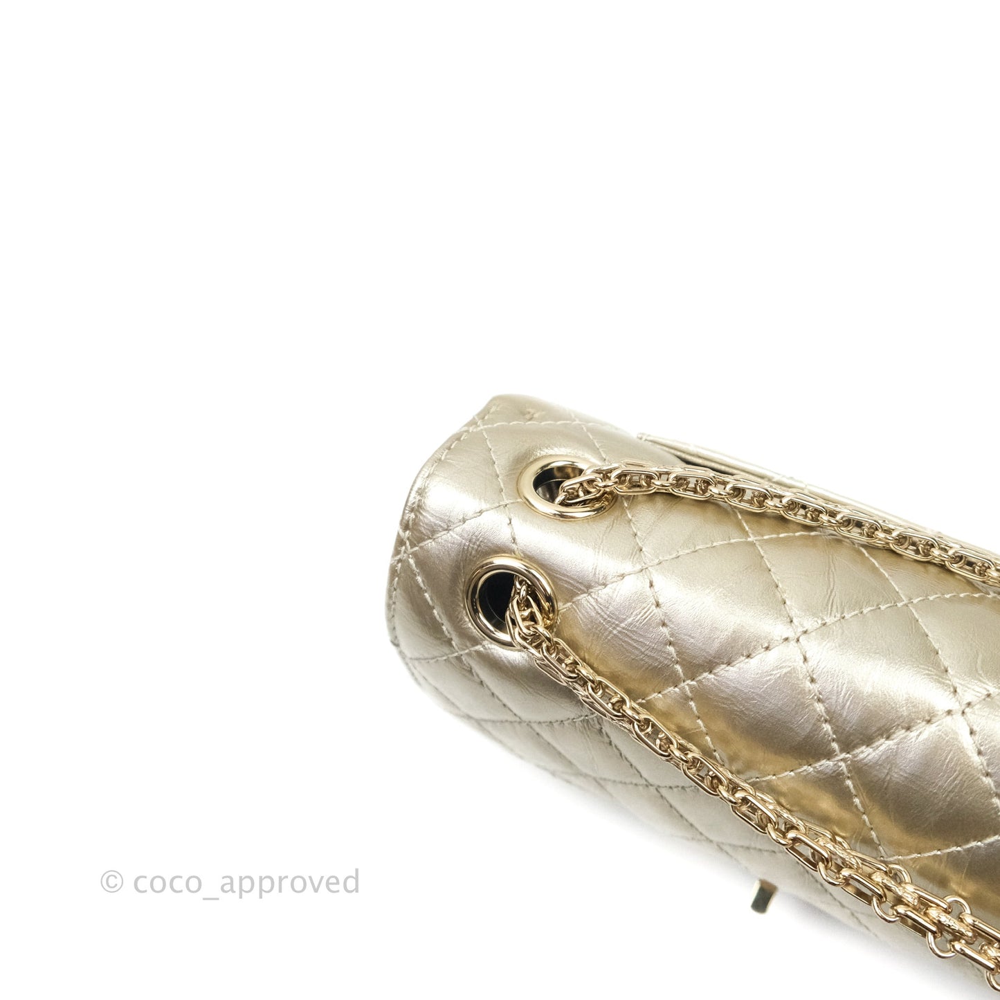 Chanel Mini Reissue 224 Metallic Light Gold Aged Calfskin Gold Hardware