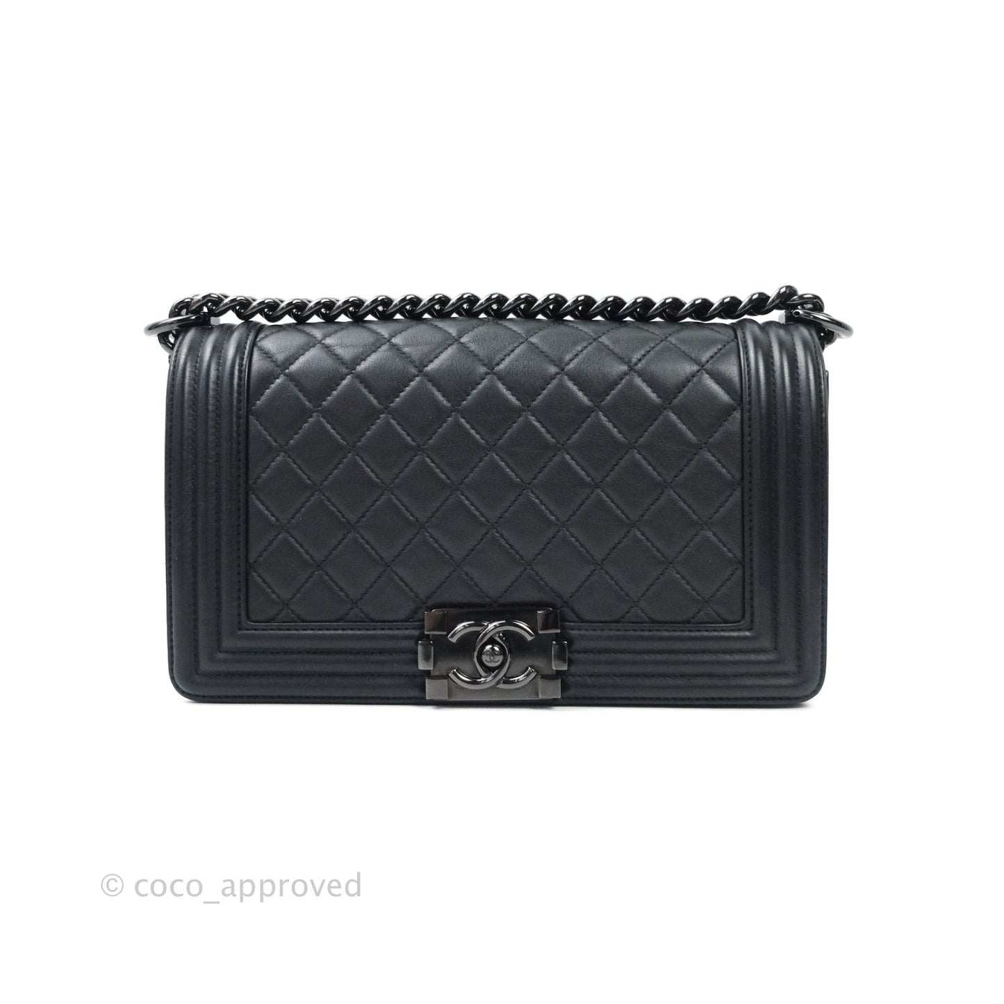 Chanel Quilted Medium Calfskin Boy Flap So Black Hardware
