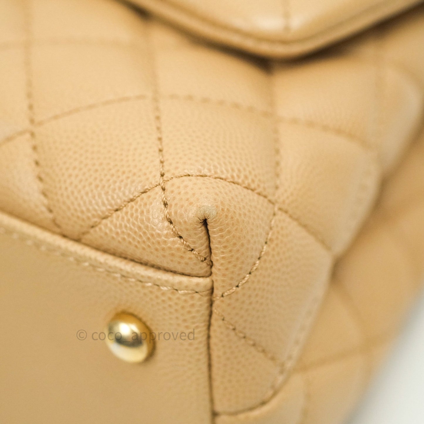 Chanel Mini Coco Handle Quilted Beige Caviar Gold Hardware Lizard Embossed Handle
