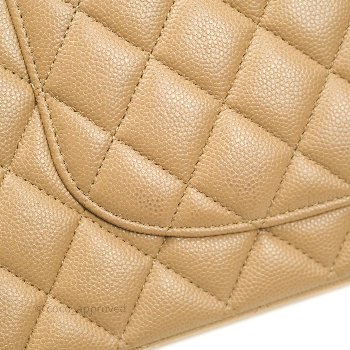 Chanel Classic M/L Medium Double Flap Dark Beige Caviar Gold Hardware 19B