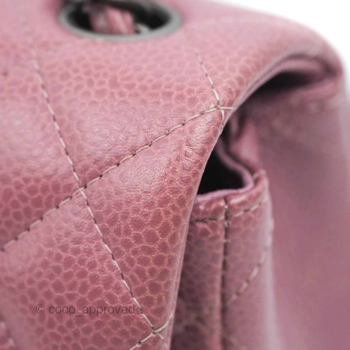 Chanel Quilted Mini Rectangular Flap Dark Pink Caviar Ruthenium Hardware