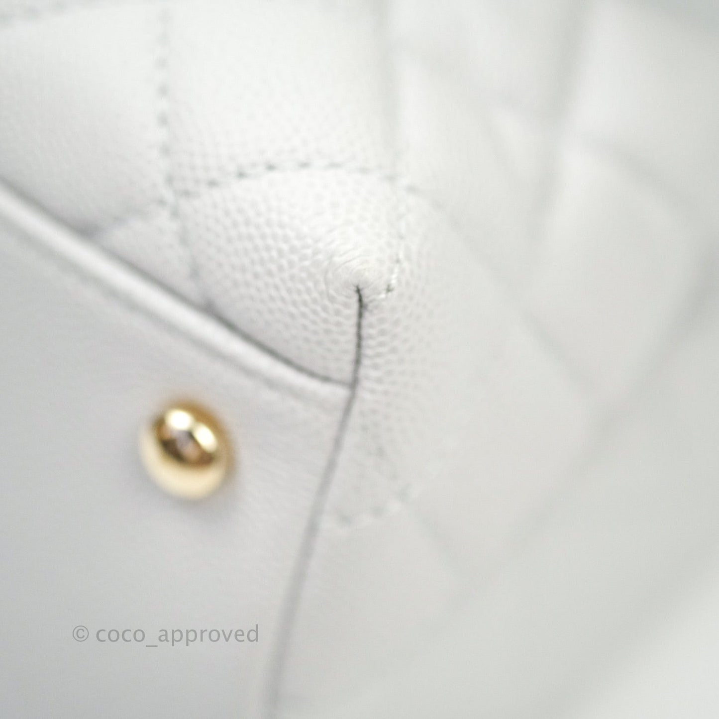 Chanel Small Coco Handle Quilted Light Grey Light Gold Hardware