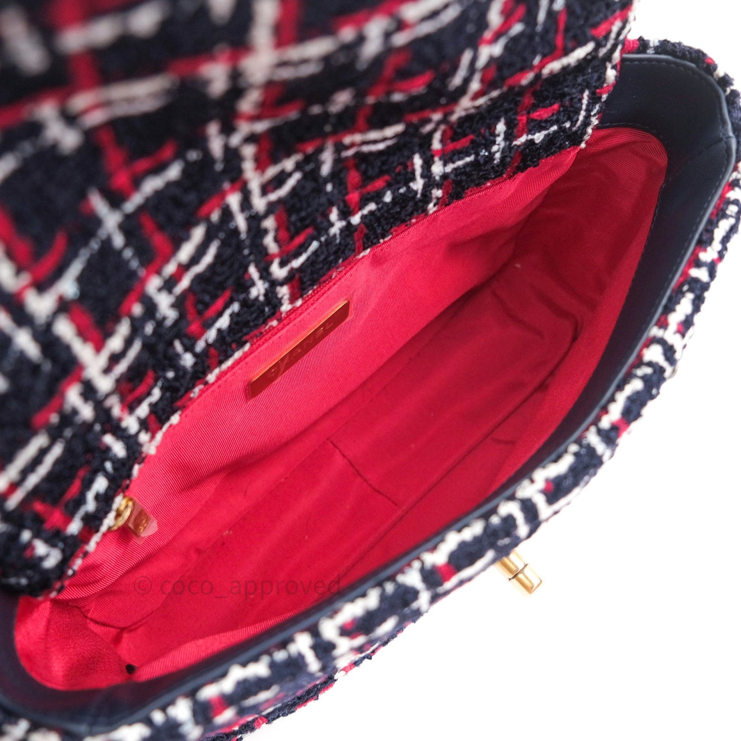 Chanel 19 Small Tweed Red Navy Mixed Hardware