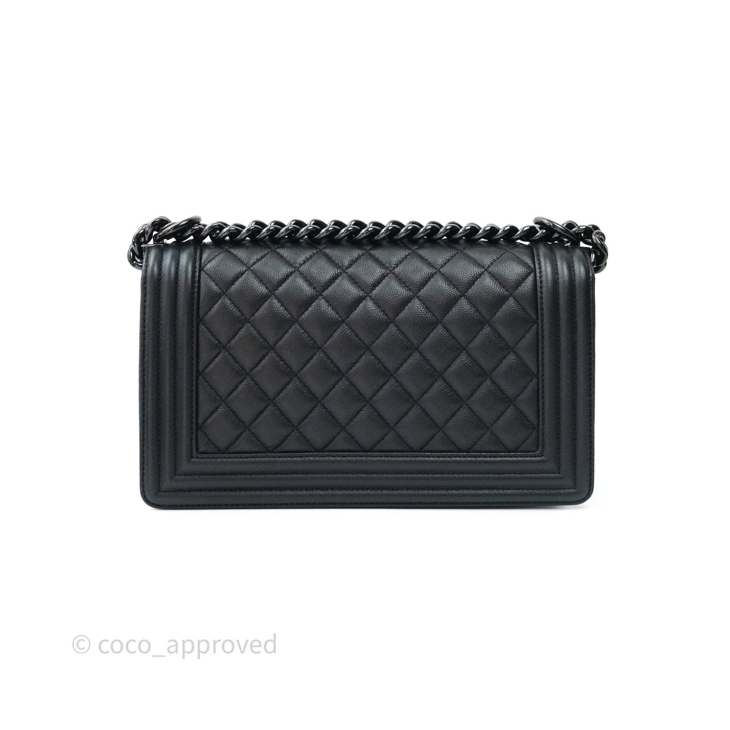 Chanel Quilted Medium Caviar Boy Flap So Black Hardware