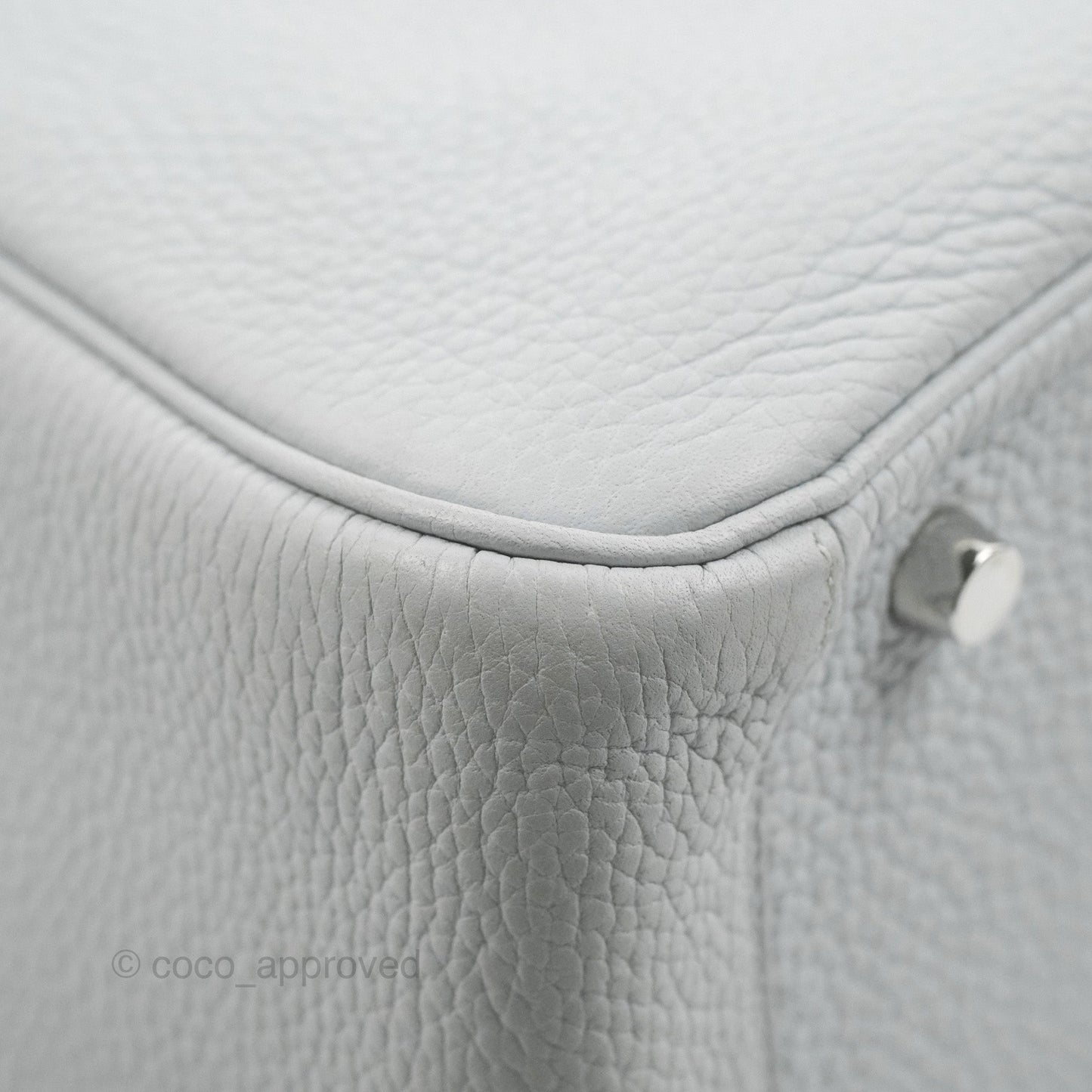 Hermès Lindy 30 Bleu Pale Clemence Palladium Hardware