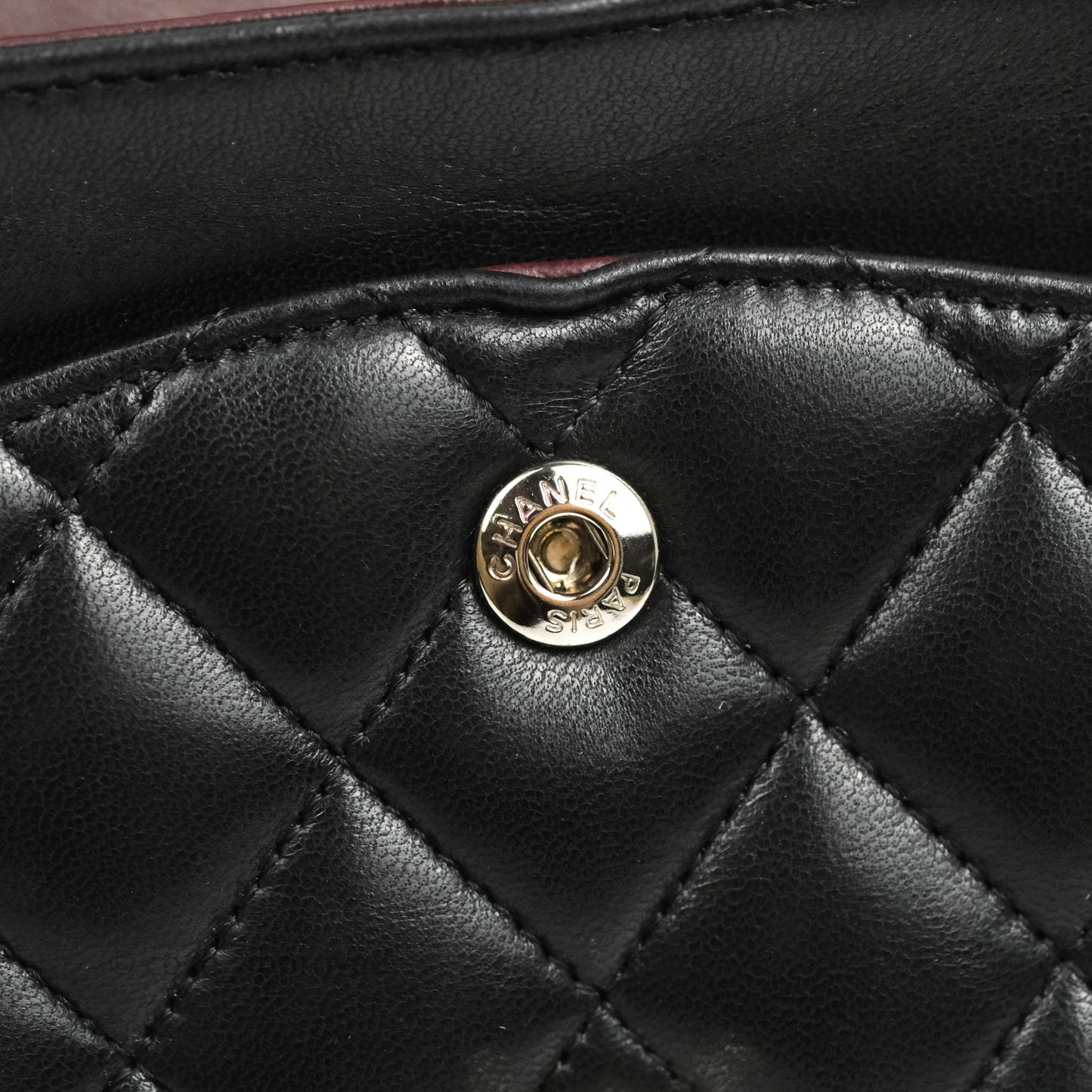 Chanel Classic M/L Medium Flap Quilted Black Lambskin Silver Hardware