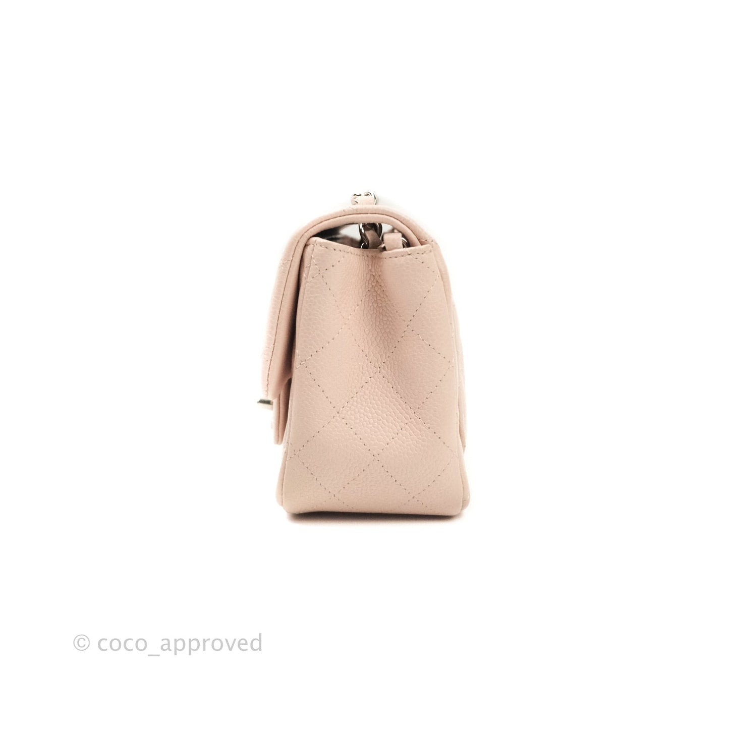 Chanel Mini Square Sakura Pink Caviar Silver Hardware